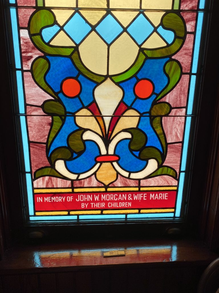 john w morgan, marie augusta sallman, union chapel, joppa md, church window 3